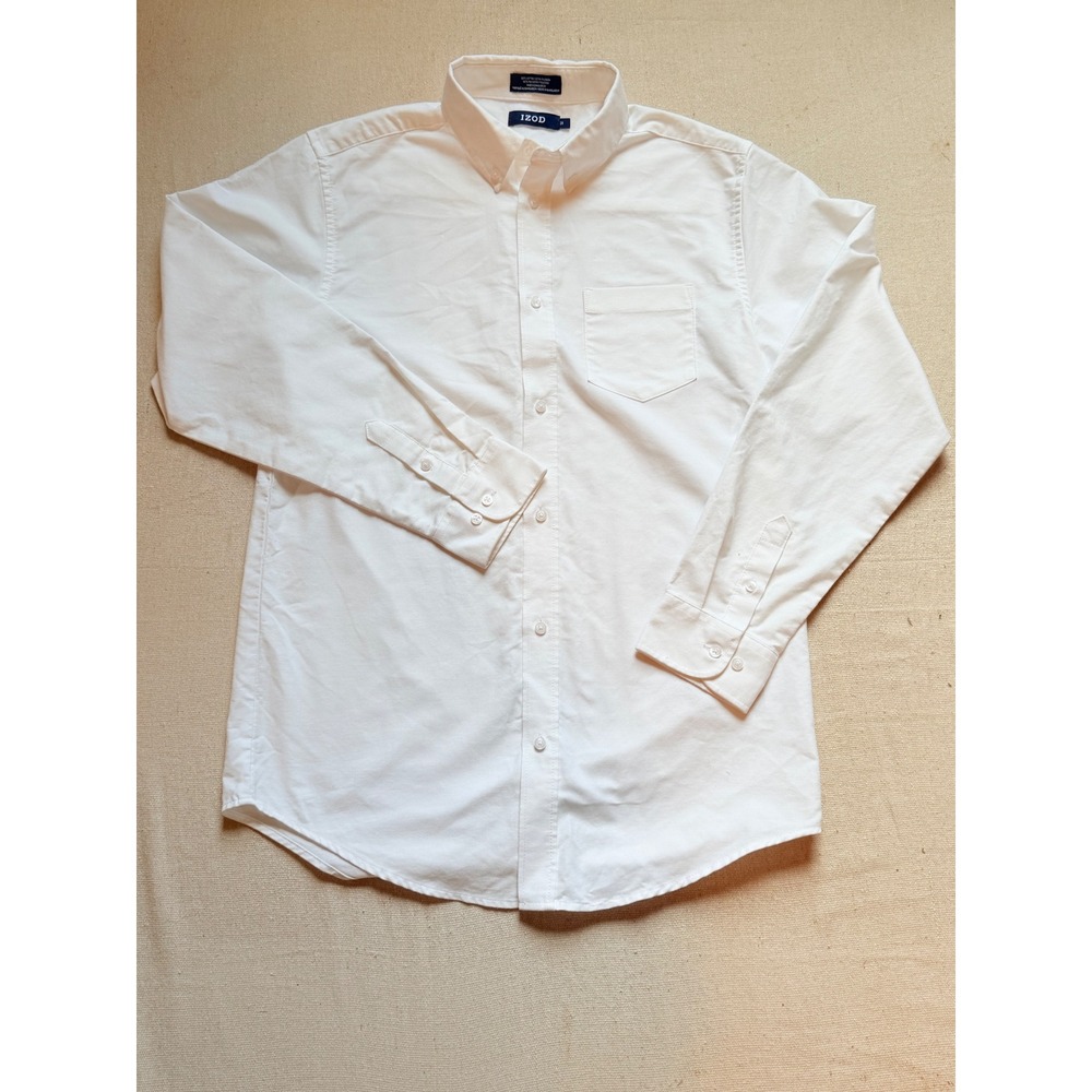 IZOD Boys White Long Sleeve Button Down Oxford Shirt Size 20 Z871023